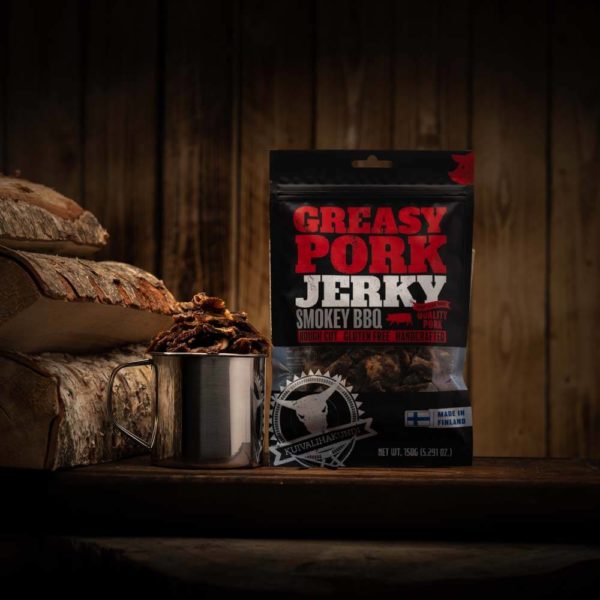 Trockenfleisch Snack Greasy Pork Jerky - Trekkingnahrung - Rucksacknahrung - Wanderverpflegung - 6430063300252 - 1