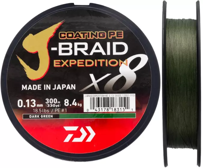 Daiwa J-Braid Expedition x8E 150m Dunkelgrün - Angelschnüre - 043178182863 - 1