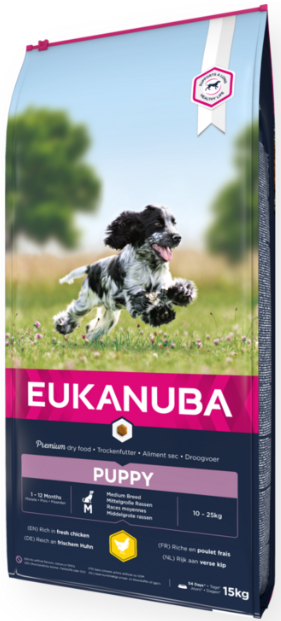 Eukanuba Welpenfutter Medium Huhn 15kg - - 8710255122434 - 1
