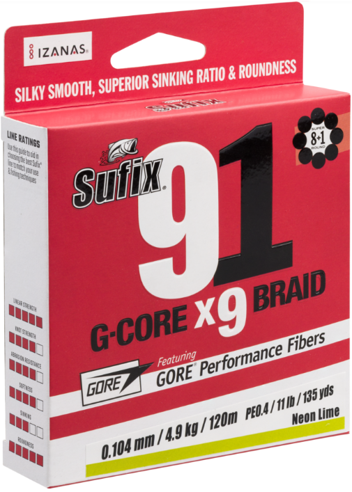 Sufix 91 Braid 150m, Neon Chartreuse - Angelschnüre - 0247777235574 - 1