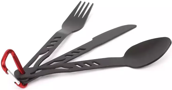 Aluminiumreisenbesteck mit Karabiner - Kochen, Thermosflaschen und Trinkflaschen - 6438212106595 - 1