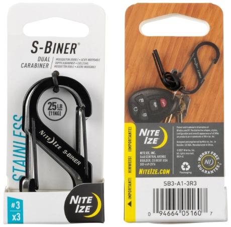 Nite Ize S-Biner Doppelkarabiner #3 - Zelte, Schlafmatten und Hängematten - 094664051607 - 1